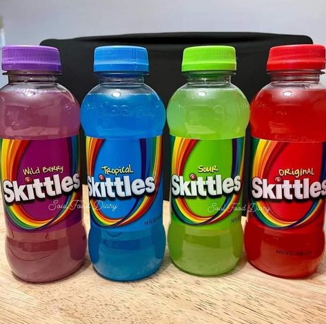 Skittles Drink, Candy Drinks, Junk Food Snacks, Ice Cold Drink, Snack Items, Flavored Drinks, Weird Food, Delicious Snacks Recipes, Food Goals