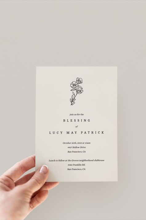 Baby Blessing Invitation, Lds Baby Blessing, Blessing Ceremony, Ceremony Invitation, Baby Blessing, Easter Blessings, The Blessing, Modern Invitation, Vow Renewal