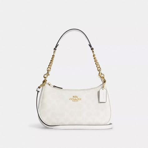 Coach Teri Shoulder Bag, Tas Coach, Trendy Purses, Luxury Bags Collection, White Shoulder Bag, Handbag Essentials, Bag With Chain, Foto Baby, Girly Bags