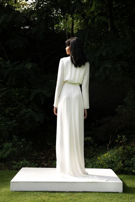 Long Sleeved Wedding Dress, Sleeved Wedding Dress, Silk Laundry, Minimal Wedding Dress, Pagan Wedding, Silk Wrap Dress, Wedding G, Sleeved Wedding, Silk Wrap Dresses