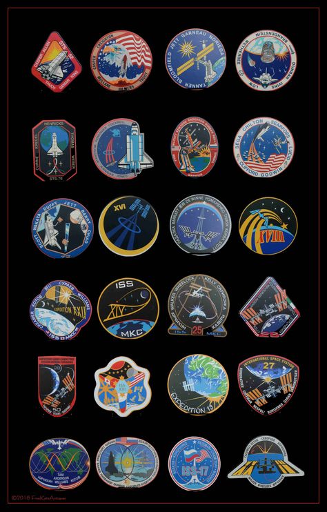 NASA mission logo's Printed oversize on foam core by NASA This set hung in the LCC (Launch Control Center) Kennedy Space Center Nasa Badge, Space Patches, Space Badge, Launch Control, Nasa Patch, Space Patch, Apollo Space Program, Nasa Space Program, Vintage Nasa