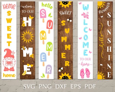 Summer welcome sign svg bundle hello summer front door sign | Etsy Summer Wood Sign, Summer Porch Signs, Deck Sign, Summertime Crafts, Cricut Stencils, Door Signs Diy, Summer Porch, Summer Signs, Diy Wood Signs