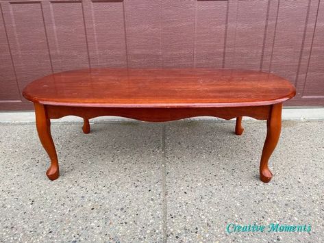 From Garish Red to Farmhouse Fresh Coffee Table | Hometalk French Provincial Coffee Table, Red Coffee Table, Cherry Wood Coffee Table, Wood Coffe Table, Coffee Table Refinish, Coffee Table Redo, Diy Furniture Repair, Cherry Coffee Table, Red Coffee Tables