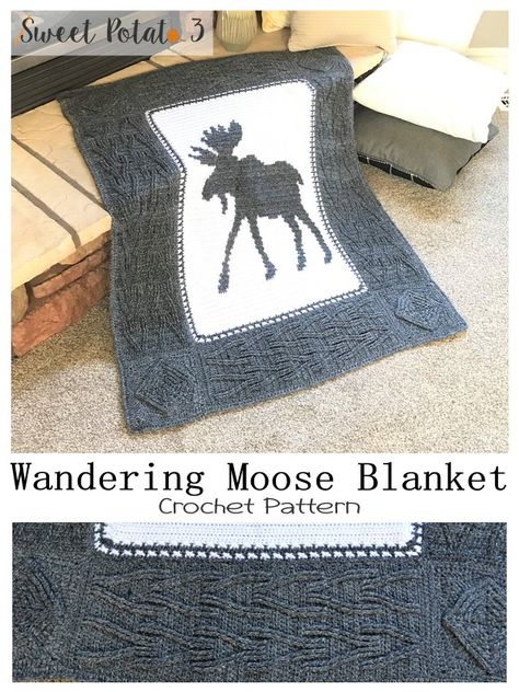 Wandering Moose Crochet Moose, Decorative Throws Blanket, Cozy Crochet Patterns, Crocodile Stitch, Crochet Cable, Creative Crochet, Double Crochet Stitch, Crochet Diy, Scarf Crochet Pattern