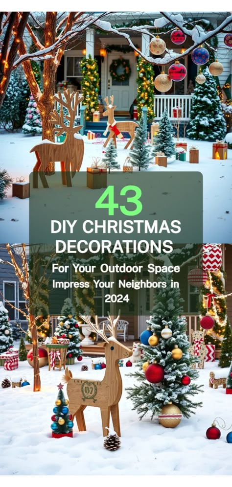 DIY outdoor Christmas decorations Northpole Christmas Decorations Outdoor, Diy Outside Ornaments Christmas, Outside Christmas Decorations Ideas Yard, Diy Lawn Ornaments Christmas, Diy Garden Christmas Decorations, Christmas Decoration Ideas Outdoor, Do It Yourself Outdoor Christmas Decorations, Hanging Christmas Decorations Outdoor, Outdoor Christmas Display Diy