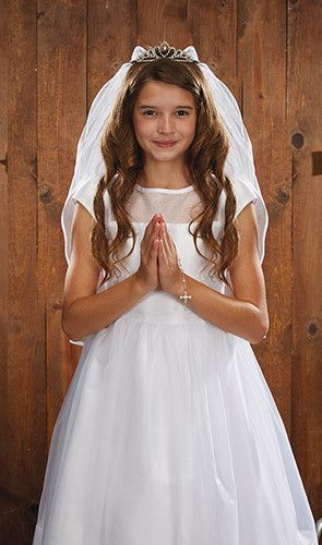 Crystal Tiara First Communion Veil Tiara Veil, Chapel Veils, Prom Dress Short Lace, The Blessed Sacrament, First Communion Veils, Communion Veils, Blessed Sacrament, Chapel Veil, Crystal Tiara