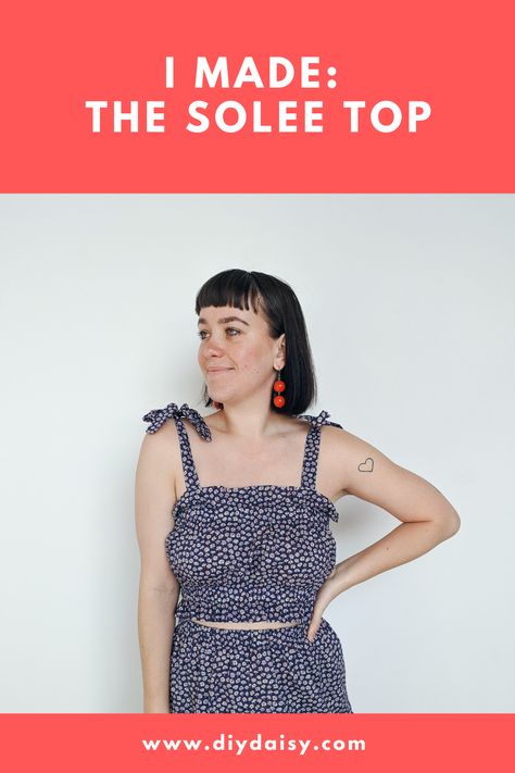 I made this cute top using rectangles! Tiered Skirt Pattern, Diy Daisy, Dark Purple Background, Jewelry Making Tutorial, Skirt Tutorial, Body Confidence, Clothes Sewing, Clothes Sewing Patterns, Purple Backgrounds