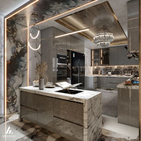 𝐊𝐈𝐓𝐂𝐇𝐄𝐍 𝐃𝐄𝐒𝐈𝐆𝐍 on Behance Interior Design Kitchen Modern Luxury, Kitchen Design Modern Luxury, Modern Luxury Kitchen Design, Modern Luxury Kitchen, Desain Pantry, Wall Tiles Design, Kitchens Luxury, Modern Kitchen Design Luxury 2020, Dream Kitchens Design