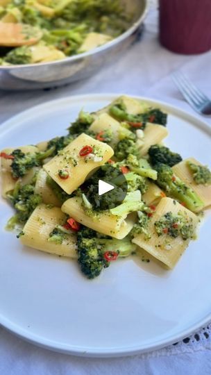 17K views · 2.6K reactions | 🍝🥦Paccheri con Broccoli🥦🍝

**Ingredients:**
🍝 8 oz paccheri rigati pasta
🥦 2 heads of broccoli, cut into florets
🧄 2 cloves garlic, chopped
🌶️ 1 peperoncino, chopped
🫒 Extra virgin olive oil
🧂 Salt
🧀 Freshly grated Pecorino Romano

👨‍🍳**Instructions:**
1. In a large frying pan, heat a generous amount of extra virgin olive oil over medium heat. Add the chopped garlic and peperoncino, letting them sauté about 2 minutes. Be sure not to burn the garlic! 🫒🧄🌶️

2. Bring a pot of salted water to a boil and add the paccheri. Cook according to the package instructions until al dente. ⏲️

3. While the pasta cooks, add the broccoli florets to the frying pan with the garlic and peperoncino. Pour in a ladleful of pasta water and season with salt. Let the bro Paccheri Rigati Recipe, Pasta Water, Pecorino Romano, Broccoli Florets, Chopped Garlic, Noodle Dishes, Virgin Olive Oil, Extra Virgin, Frying Pan