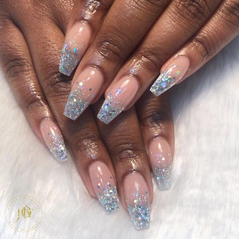 Glitter Tips Nails, Encapsulated Glitter Nails, Glitter Tips, Tips Nails, Encapsulated Nails, Glitter Nails Acrylic, Glitter Design, Clear Nails, Toe Nail Art