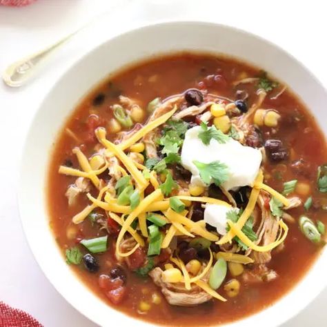 Skinnytaste Chicken Enchilada Soup, Slow Cooker Chicken Enchilada Soup, Chicken Enchilada Soup Crock Pot, Gina Homolka, Chicken Enchilada Soup Recipes, Enchiladas Healthy, Chicken Enchilada Soup, Enchilada Soup, Chicken Enchilada