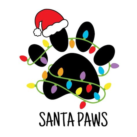 Merry Christmas With Dogs, Paw Print Christmas, Dog Christmas Cards, Cat Christmas Cards, Cat Winter, Merry Christmas Dog, Dog Christmas Card, Merry Christmas Images, Vector Christmas