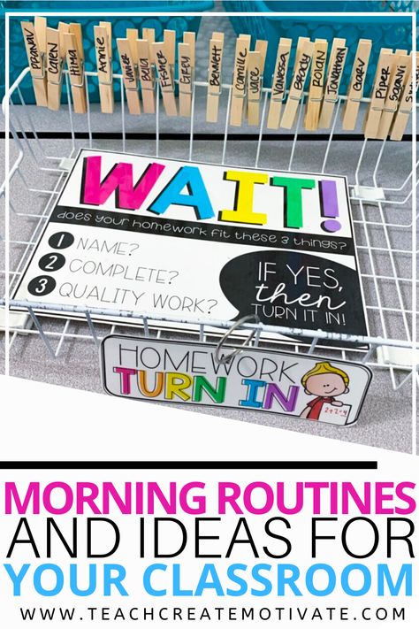 Classroom Homework Turn In, Second Grade Morning Routine, Turning In Work Classroom, Third Grade Morning Meeting, Turn In Work Classroom, First Grade Morning Routine, Classroom Systems And Routines, Classroom Schedule Ideas, Morning Meeting Share Ideas