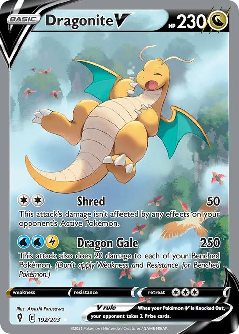 Dragonite V · Evolving Skies (EVS) #192 ‹ PkmnCards Latios Pokemon, Pokemon Full Art, Pokemon Monster, N Pokemon, Pokemon Tcg Cards, All Pokemon Cards, Kartu Pokemon, Rare Pokemon Cards, Cool Pokemon Cards