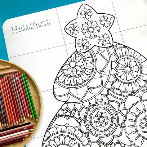 GIANT Poster | Christmas Tree - 'Mandalas' to Color - Hattifant Giant Christmas Tree, Kids Christmas Coloring Pages, Christmas Tree Poster, Cute Halloween Coloring Pages, Christmas Mandala, Coloring Posters, Collaborative Art Projects, Christmas Tree Coloring Page, Giant Poster