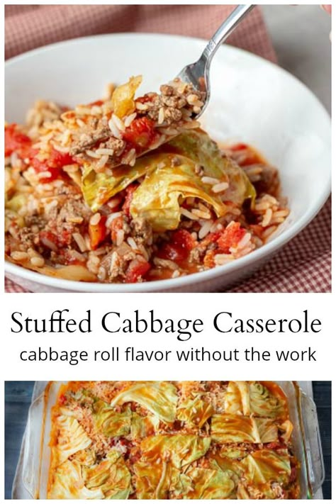 Stuffed Cabbage Roll Casserole, Stuffed Cabbage Casserole, Cabbage Casserole Recipes, Cabbage Roll Casserole, Cabbage Roll, Cabbage Rolls Recipe, Cabbage Casserole, Stuffed Cabbage, Work Meals