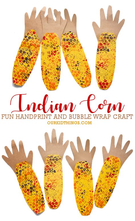 Handprint Indian Corn Craft Thanksgiving Preschool Projects, Corn Stalk Craft Preschool, Corn Handprint Craft, Preschool Indian Corn Craft, Fall Flower Crafts For Kids, November Elementary Crafts, Thanksgiving Corn Craft, Indian Preschool Activities, Handprint Vegetables