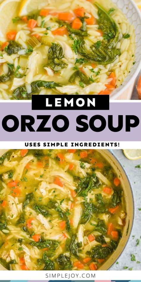 Lemon Orzo Soup, Lemon Chicken Orzo, Orzo Soup Recipes, Greek Lemon Chicken Soup, Lemon Soup, Cozy Soup, Lemon Chicken Soup, Soup Healthy, Orzo Soup