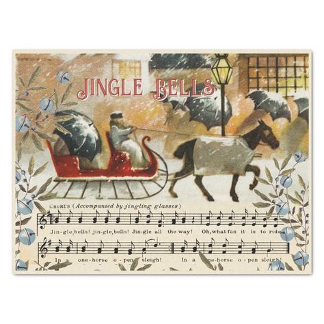 Jingle Bells Sheet Music, Snowy City, Horse Sleigh, Decoupage Projects, Music Christmas, Special Christmas Gift, Horse Carriage, Horse Drawn, Sleigh Ride