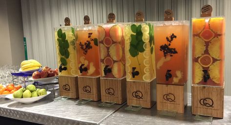 CQ Juice Infusions Featured at the 2015 Hyatt iLead Meeting Juice Bar Design, Juice Store, Infused Waters, Smoothie Shop, Tea Lounge, Reception Backdrop, Wedding Reception Backdrop, Tea Juice, Kiosk Design