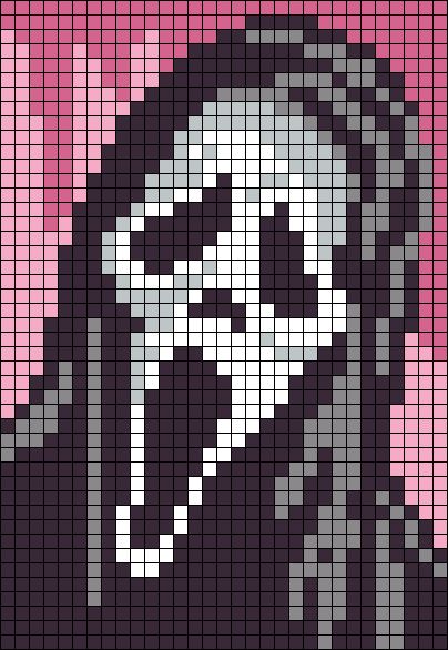 How To Turn A Picture Into A Crochet Pattern, Ghostface Grid Pattern, Ghost Face Crochet Blanket, Goosebumps Pixel Art, Megamind Pixel Art, Ghost Face Crochet Tapestry, Ghost Face Pixel Art Grid, Scream Tapestry Crochet, Black And White Crochet Patterns Free