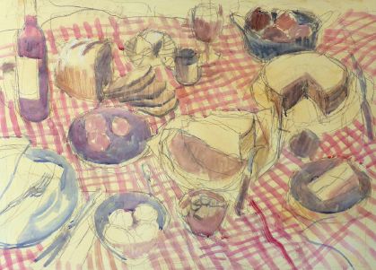 How to paint summer picnics in pastel Pastel Table Setting, Felicity House, Picnic Date Food, Barnett Newman, Summer Picnics, Bo Bartlett, Alex Colville, Pastel Artwork, Food Painting