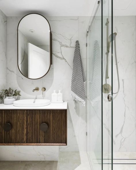 It may be small in space, but it is big on features... Transforming a small bathroom into a big feature can involve maximizing space with clever storage solutions, using bold or luxurious materials like mosaic tiles or marble, incorporating statement lighting, and adding a focal point such as a stylish customised vanity or a stunning mirror. #bathroomdesign #bathroomfurniture #bathroomlayout #bathroomrenovation #interiordesignerbrisbane #interiordesigner #interiordesignergoldcoast #brisbane... Wc Ideas, Mosaic Bathroom, Powder Rooms, Statement Lighting, Clever Storage Solutions, Bathroom Layout, Clever Storage, Bathroom Renovation, In Space