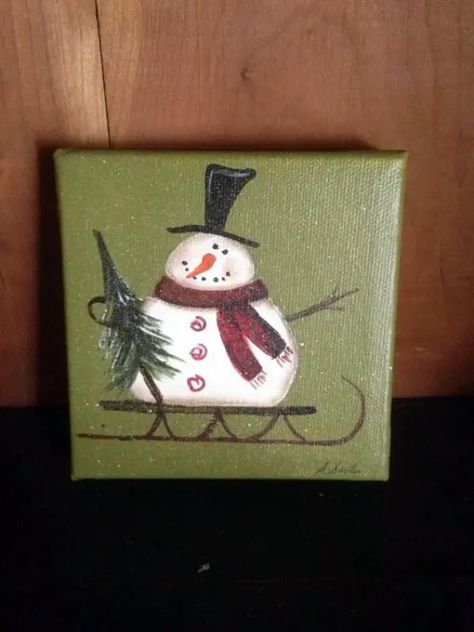 40 Easy Mini Canvas Painting Ideas For Beginners To Try | ArtBeek Canvas Paintings Christmas, Little Canvas Paintings, Mini Canvas Painting Ideas, Canvas Painting Ideas For Beginners, Christmas Paintings On Canvas, Painting Ideas For Beginners, Holiday Painting, Snowman Painting, Canvas Painting Ideas