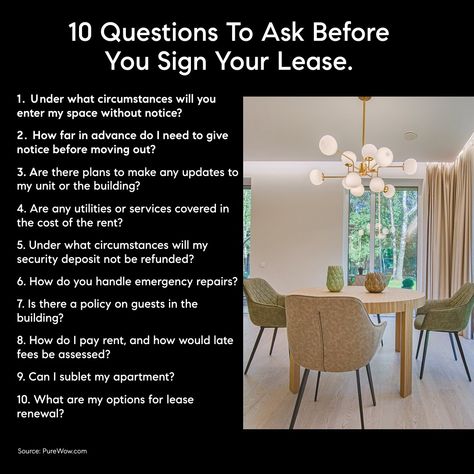 Rent. Renters. 10 Questions to ask before you sign your lease. Questions To Ask Landlord Before Renting, Financial Intelligence, Life Help, Smart Money, Questions To Ask, Being A Landlord, Apartment, Money, How To Plan