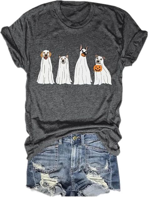 Thanksgiving Top, T Shirts Cute, Animal Graphic Tee, Cute Autumn, Cute Shirt Designs, Halloween Dog, Women Halloween, Pumpkin Shirt, Funny Graphic Tees