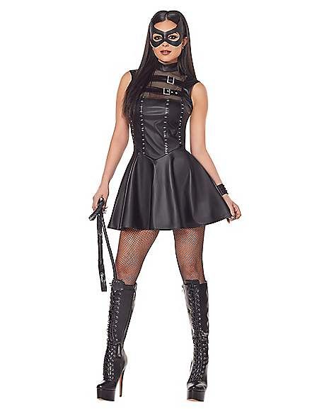 Adult Catwoman Dress Costume - DC Villains - Spirithalloween.com Poison Ivy Dress, Catwoman Costume, Woman Costumes, Black Faux Leather Dress, Catwoman Cosplay, Cat Woman, Dc Villains, Costume Store, Cat Woman Costume