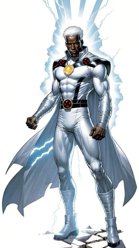 Black Superhero Design Male, Body Guidelines, Black Comic Characters, Power Man Marvel, Black Avengers, African Superhero, Male Art Men, New Superheroes, Storm Marvel