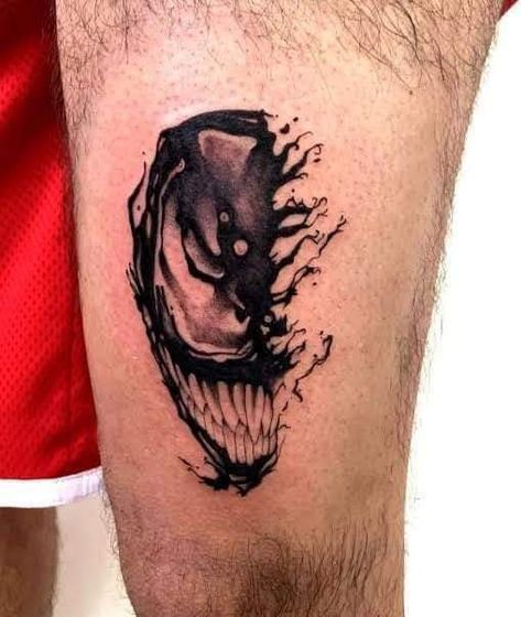 Vemon Tattoos, Black Spiderman Tattoo, Venom Tattoo Design, Venom Tattoo Ideas, Venom Tattoos, Grinch Tattoo, Deadpool Tattoo, Venom Tattoo, Unique Tattoos For Men