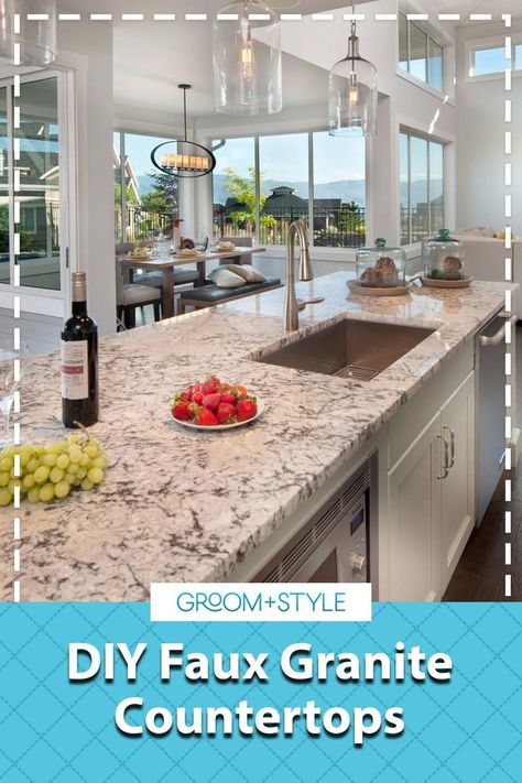 DIY Faux Granite Countertops: A Quick and Clear Guide for You With the DIY faux granite technique, any homeowner can bring granite-like beauty into their kitchen at a fraction of the cost. Diy Granite Countertops, Faux Granite Countertops, Faux Granite, Diy Countertops, Granite Kitchen, Create Diy, Kitchen Equipment, Groom Style, Diy Style