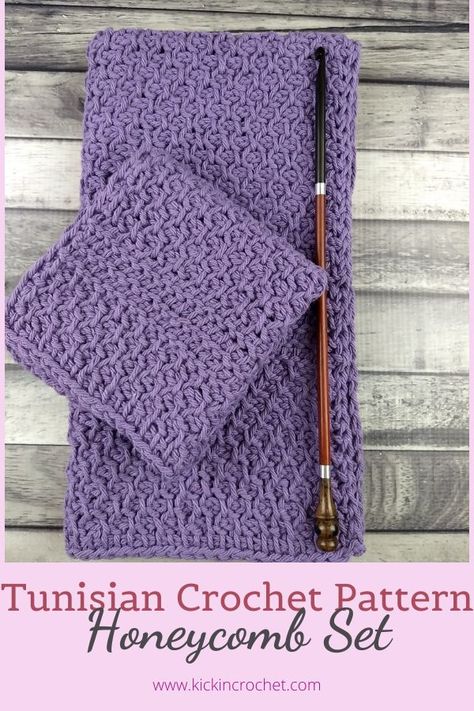 Honeycomb Crochet, Crochet Bathroom, Crochet Tunisian, Tunisian Crochet Pattern, Cup Cozies, Honeycomb Stitch, Tunisian Crochet Hook, Tunisian Crochet Patterns, Tunisian Crochet Stitches