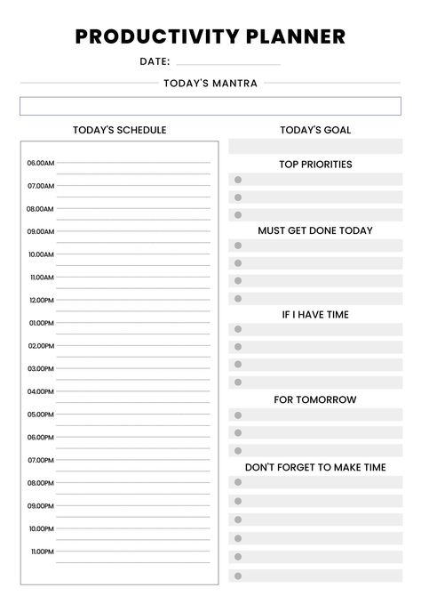 Day Planner Template, Daily Work Planner, Planner Self Care, Bullet Journal Minimalist, Daily Planner Printables Free, Daily Routine Planner, Study Planner Printable, Self Care Planner, Undated Digital Planner