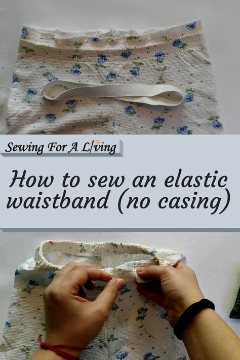 How To Sew An Elastic Waistband Skirts, How To Sew Elastic Waistband, Elastic Waistband Skirt, Coverstitch Machine, Sewing Machine Manuals, Sewing Elastic, Sewing Alterations, Fabric Pictures, Baby Shower Winter