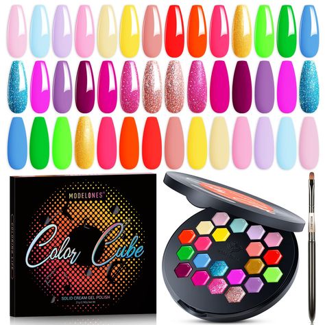 Solid Gel Polish, Gel Polish Nails, Polish Nails, Nail Polish Set, Art Brush, Rainbow Bright, Led Diy, Gel Nail Polish Set, Spring Pastels