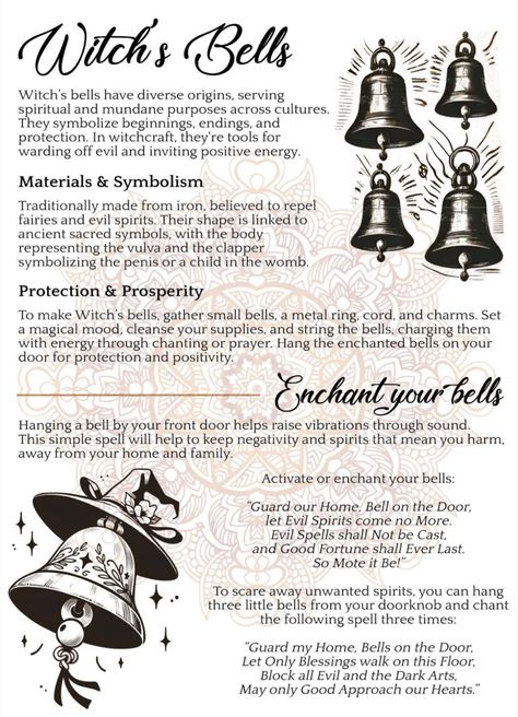 Witches Bells Meaning, Bells Witchcraft, Witchcraft Essentials, Witch Bells, Spiritual Eyes, Easy Love Spells, Astrology Books, Magic Crafts, Magick Symbols