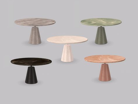 Sims 4 Cc High Table, Sims 4 Round Table, Sims 4 Round Table Cc, Sims 4 Dining Table, Sims 4 Cc Dining Table, Sims Accessories, Round Dinner Table, Dining Table Round, Kitchen Benches