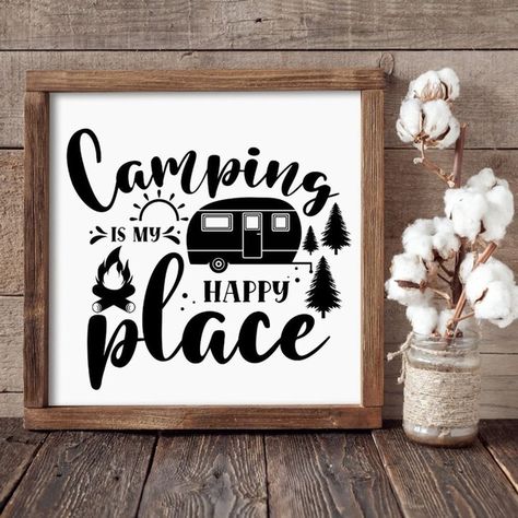 Camping is My Happy Place Hand-crafted sign Reuse Recycle, Happy Family, Wood Wood, Shop Signs, My Happy Place, Happy Place, Wood Sign, Happy Places, Wood Signs