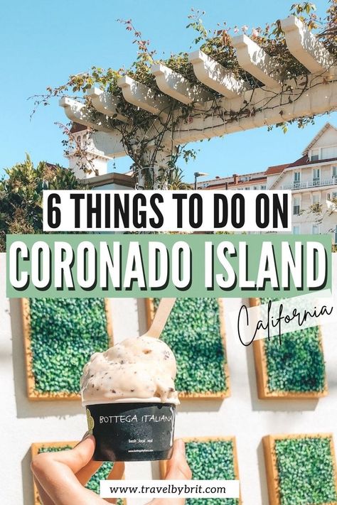 From boutique shopping and luxury hotels to relaxing beaches and tasty gelato, check out this list of the six best things to do on Coronado Island near San Diego! #coronadoisland #coronadobeach #sandiegobeaches Coronado Island San Diego, Coronado San Diego, San Diego Shopping, San Diego Vacation, California Travel Guide, Coronado Beach, Coronado Island, San Diego Travel, California Vacation