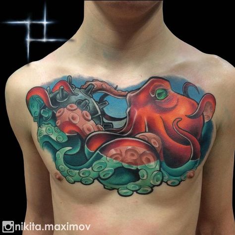 Japanese Octopus Tattoo, Japanese Octopus, Octopus Tattoo Sleeve, Squid Tattoo, Mujeres Tattoo, Mastectomy Tattoo, Octopus Tattoo Design, Christian Sleeve Tattoo, Octopus Tattoos