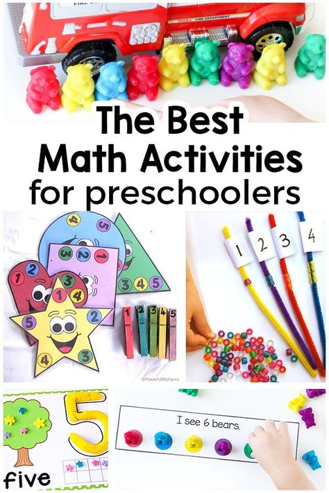 Preschool math activities that are hands-on and perfect for math centers! Math Activities For Preschoolers, Preschool Math Activities, Preschool Centers, Math Activities For Kids, Prek Math, Activities For Preschoolers, Numbers Preschool, Math Activities Preschool, Homeschool Math