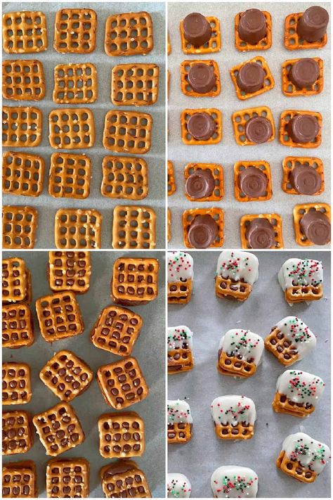 Chocolate And Caramel Pretzel Rods, White Chocolate Dipped Pretzel Rods, Pretzels Dipped In Chocolate Christmas, White Chocolate Pretzel Rods, Caramel Pretzel Bites, Carmel Chocolate Dipped Pretzel Rods, Chocolate Pretzels Recipe, Pretzel Rolo, Christmas No Bake Treats