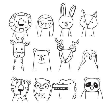 Tiger Doodle, Doodle Animals, Animal Line Drawings, Animal Outline, Animal Doodles, Simple Line Drawings, Animal Icon, Black And White Sketches, Drawing Clipart