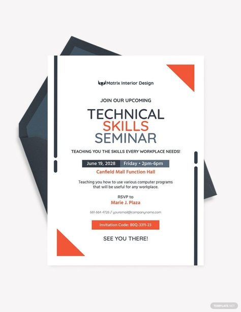 Technical Seminar Invitation Template in PSD, Word, Publisher Seminar Invitation, Conference Invitation, Event Invitation Design, Subtle Background, Template Invitation, Professional Business Cards Templates, Invitation Card Template, Custom Templates, Responsive Website