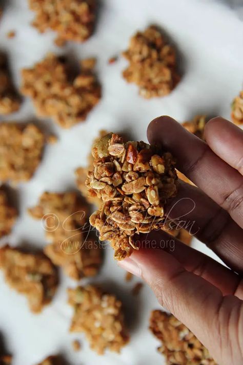 All stuck together Granola Clusters - Stabroek News Oatmeal Clusters, Oat Clusters, Make Granola, Vanilla Granola, How To Make Granola, Granola Clusters, Granola Recipe Homemade, Stuck Together, Baked Granola