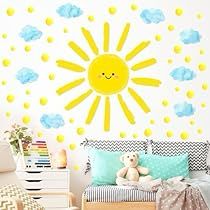 Cloud Wall Decor, Wall Decor Posters, Sunshine Design, Wall Stickers For Kids, Polka Dot Wall Decals, Cloud Wall, Watercolor Clouds, Polka Dot Walls, Poster Decorations