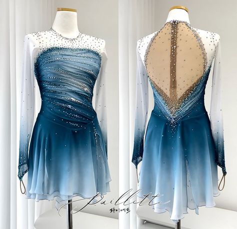 Blue Dance Costumes, Figure Skating Hair, Ice Skating Dresses Costumes, Ice Skating Competition Dress, Roller Skating Dress, Ice Dance Dresses, Cute Dance Costumes, Ice Skating Costumes, Figure Skating Competition Dresses